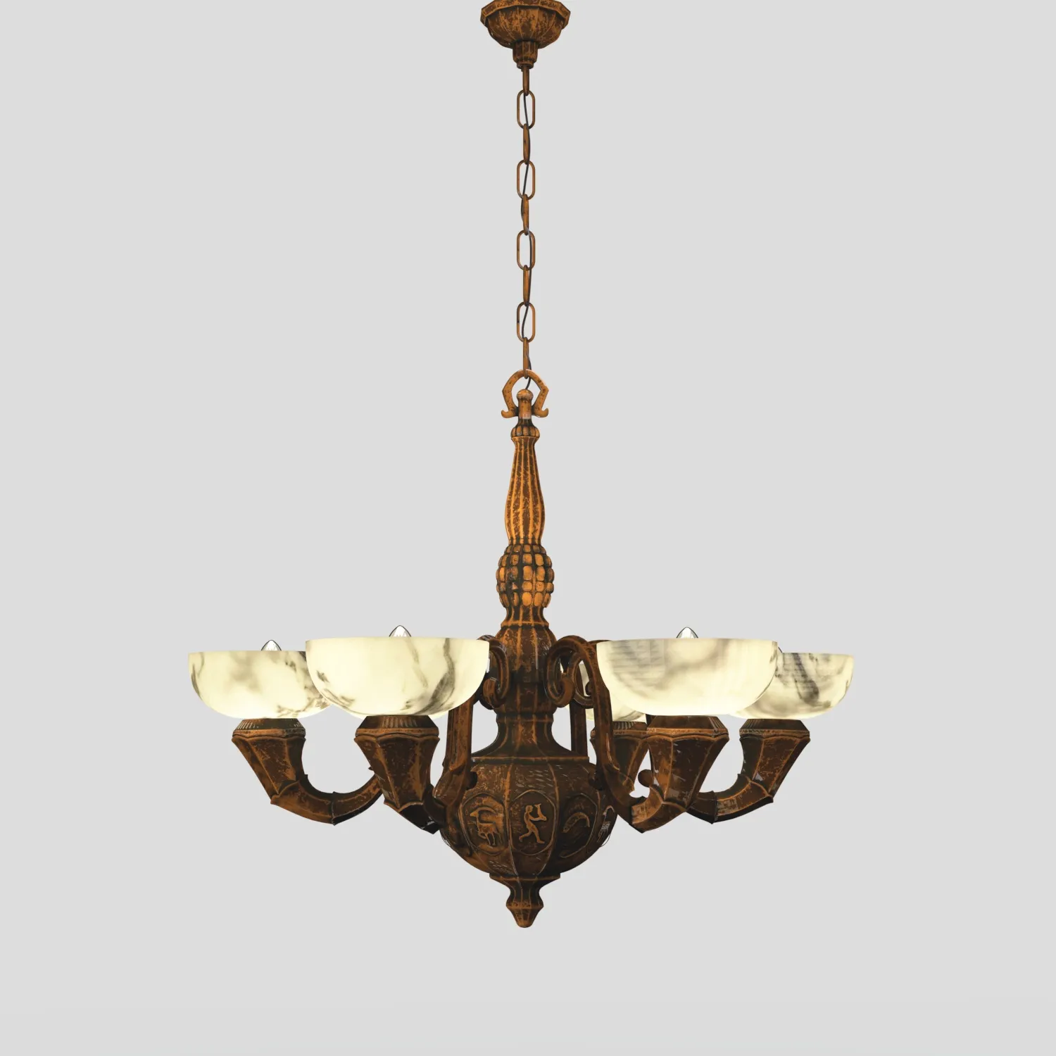 Arts and Crafts Antique 6 Light Copper Chandelier PBR 3D Model_06